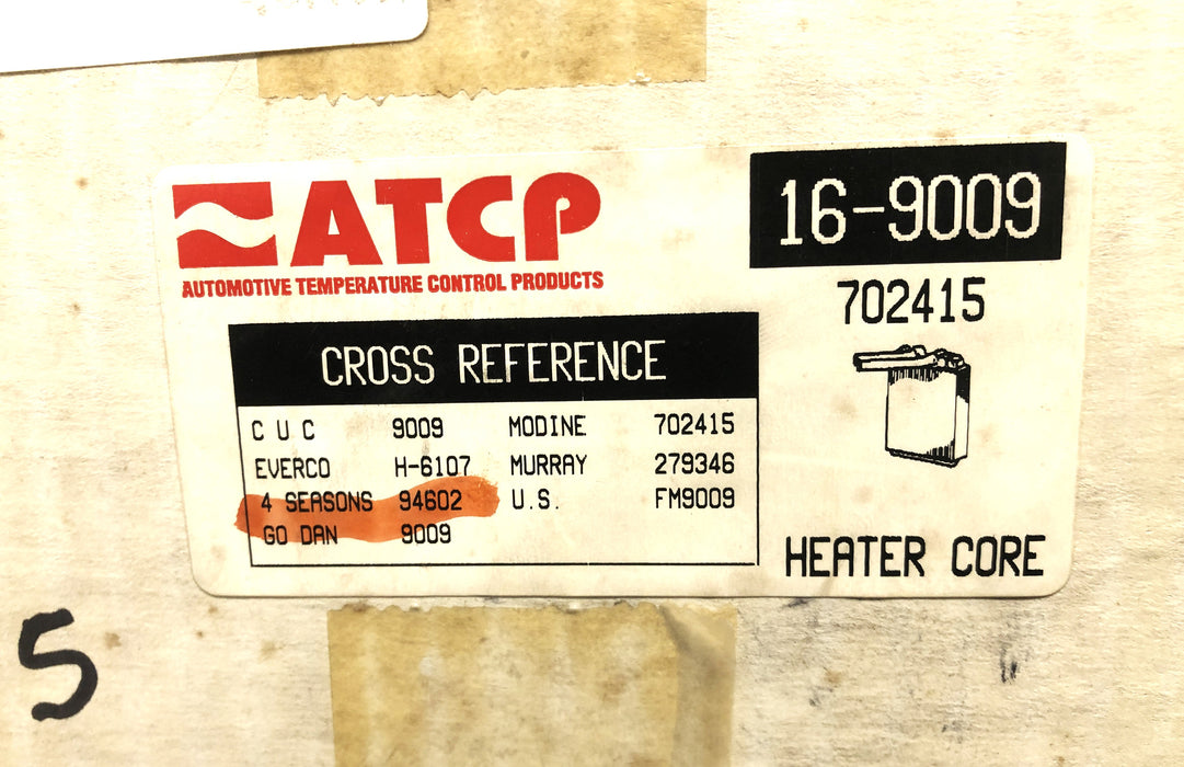 ATCP Heater Core 16-9009 (9009) NOS