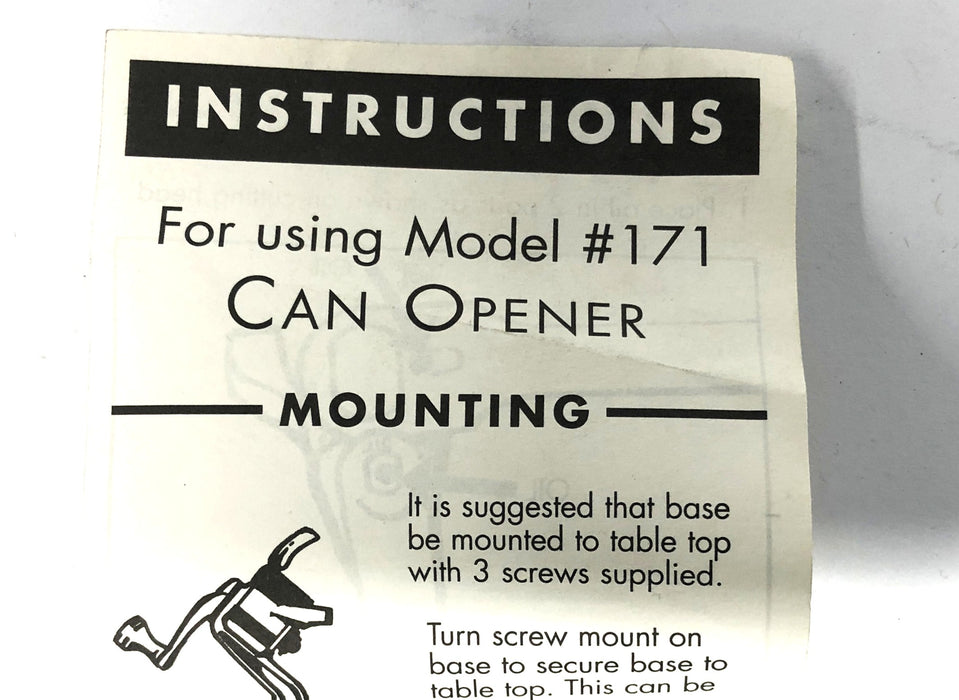 Turner And Seymour Manual Can Opener Model #171 NOS