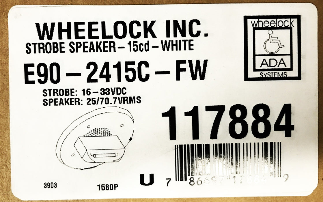 Wheelock Fire Strove Speaker Combination E90-2415C-FW NOS