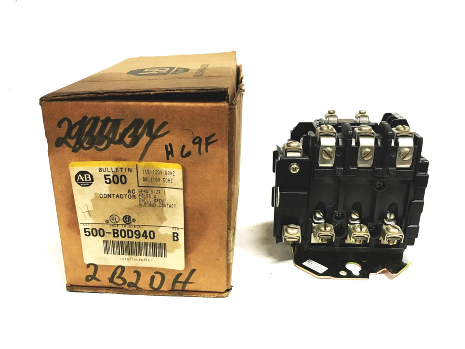 Allen-Bradley 3-Phase Open Top Wire 4-Pole Contactor 500-BOD940 NOS