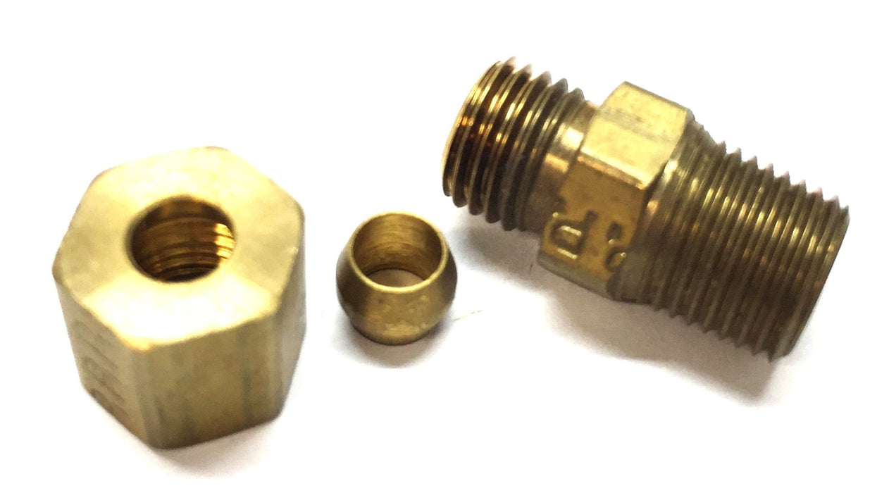 Parker 7/16"-20 x 3/8"-24 Straight Brass Compression Fitting [Lot of 8] NOS