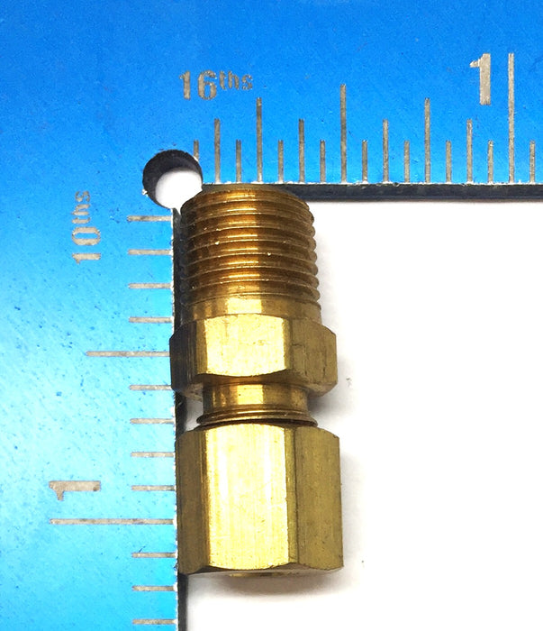 Parker 7/16"-20 x 3/8"-24 Straight Brass Compression Fitting [Lot of 8] NOS