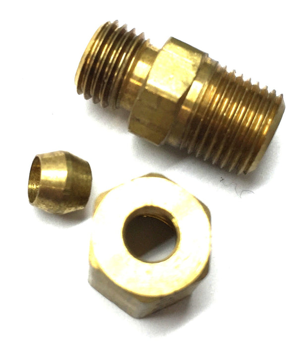 Parker 7/16"-20 x 3/8"-24 Straight Brass Compression Fitting [Lot of 8] NOS