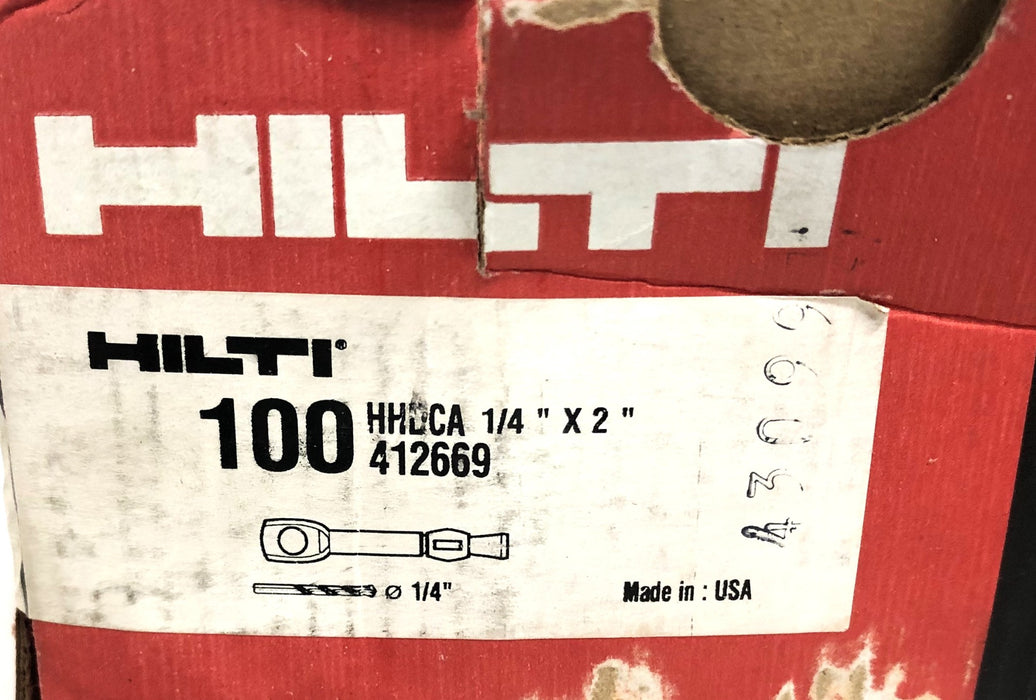 Hilti 100 Piece Box HHDCA 1/4x2 Inch Ceiling Anchor 412669 NOS