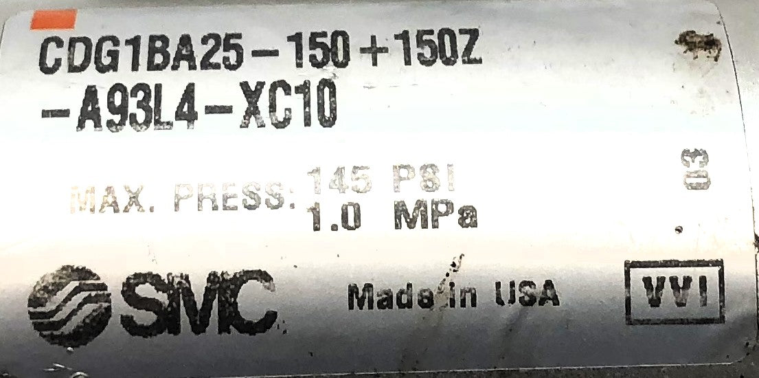 SMC Pneumatic Cylinder CDG1BA25-150+150Z-A93L4-XC10 NOS