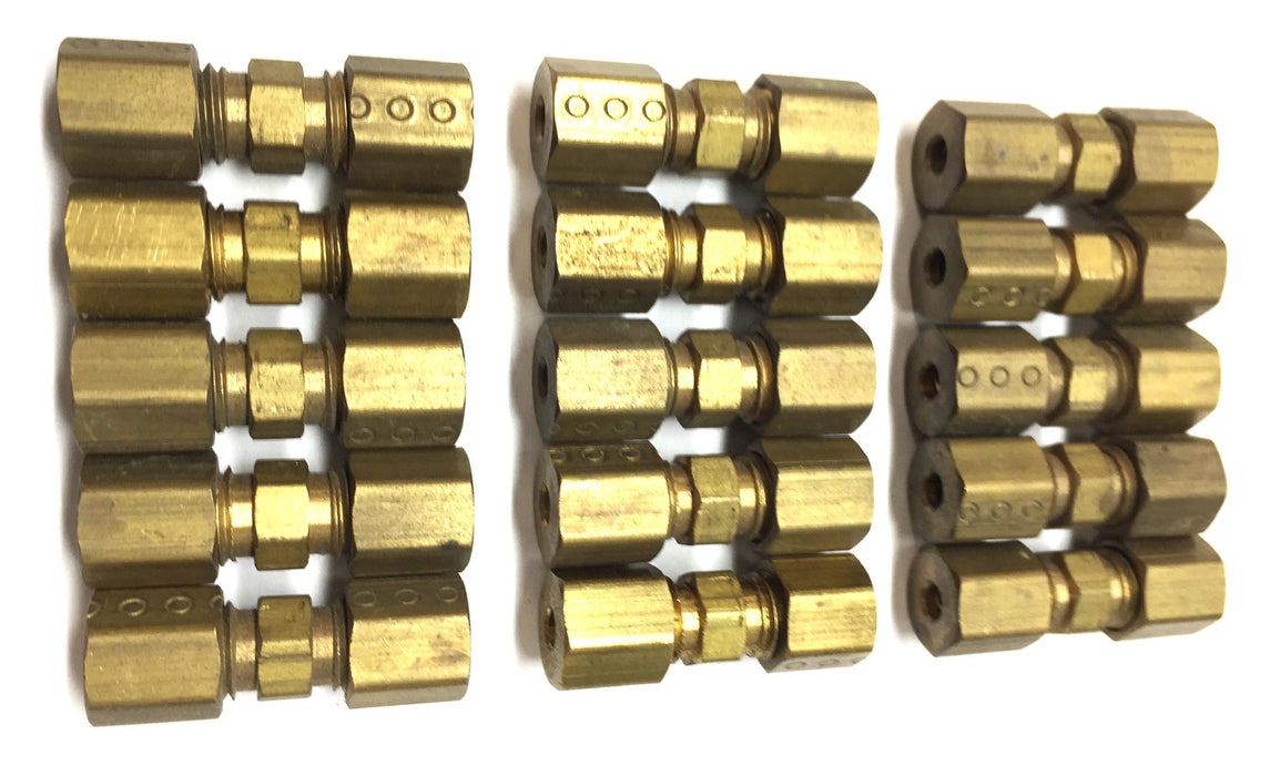 Parker 5/16"-24 Straight Brass Threaded Compression Fitting [Lot of 15] NOS