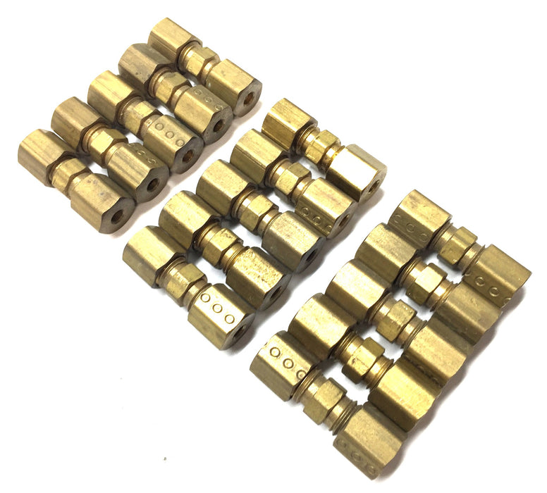 Parker 5/16"-24 Straight Brass Threaded Compression Fitting [Lot of 15] NOS