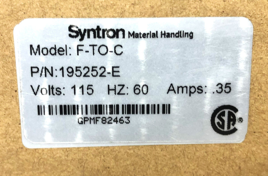 Syntron 115V 60Hz .35AMP F-T0-C Magnetic Feeder 195252-E NOS