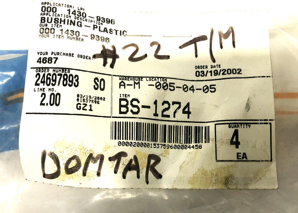 LPM Plastic Bushing 1430-9396 [Lot of 4] NOS