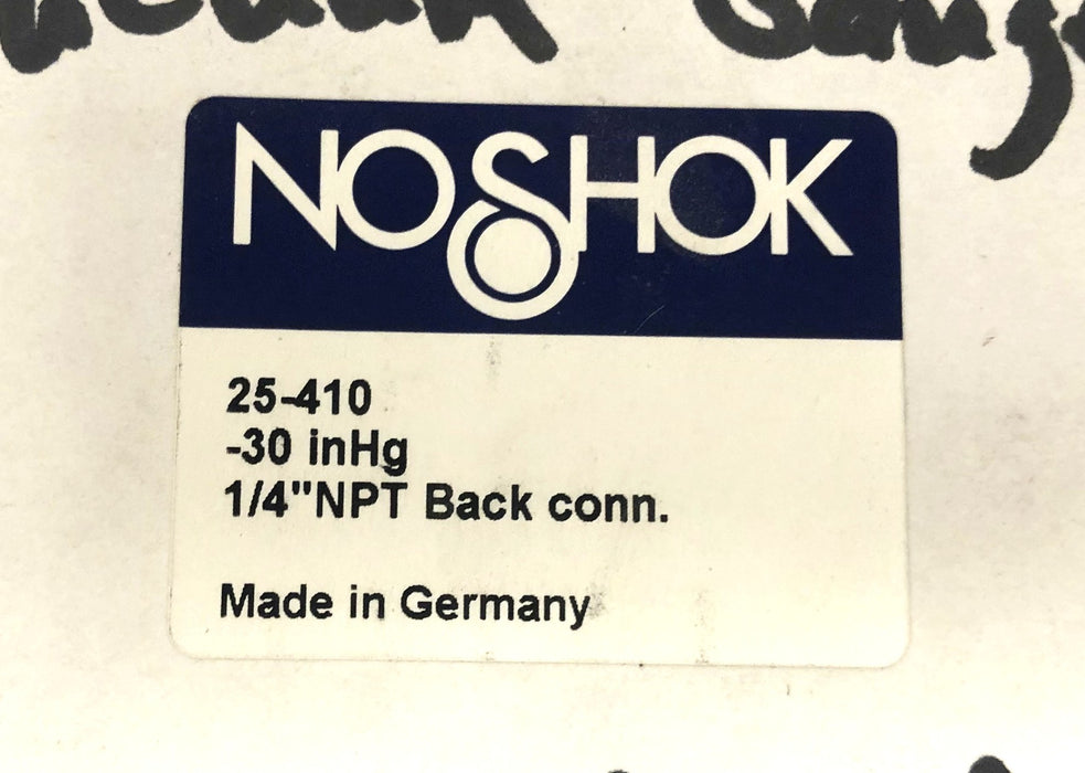 NoShok -30 inHg 1/4 Inch NPT Pressure Gauge 25-410 NOS