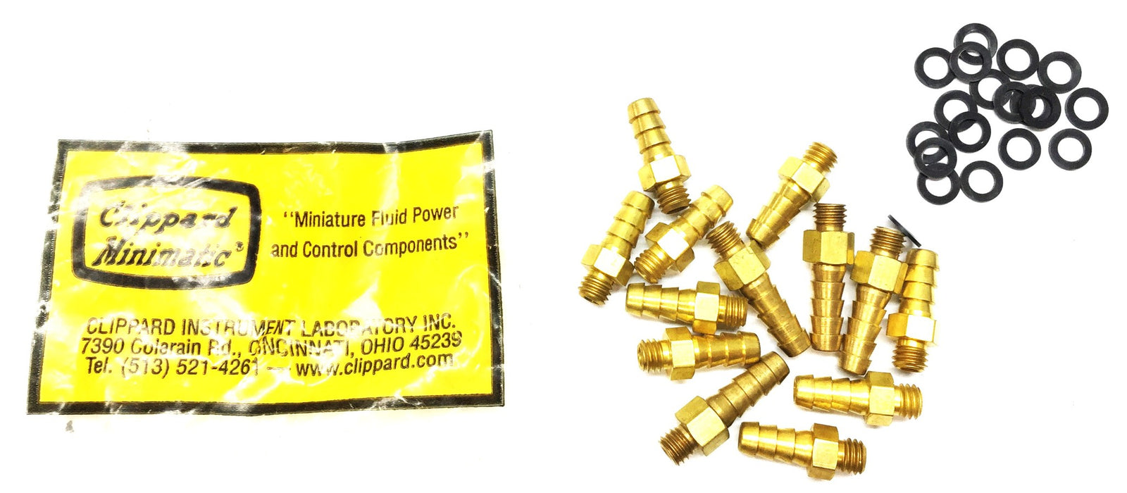 Clippard Barbed Brass Male 10-32 Threaded Fitting w/Washer 11752 [Lot of 13] NOS