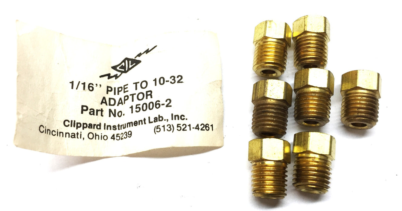 Clippard Brass M/F 5/16"-24 x 10-32 Threaded Fitting 15006-2 [Lot of 7] NOS