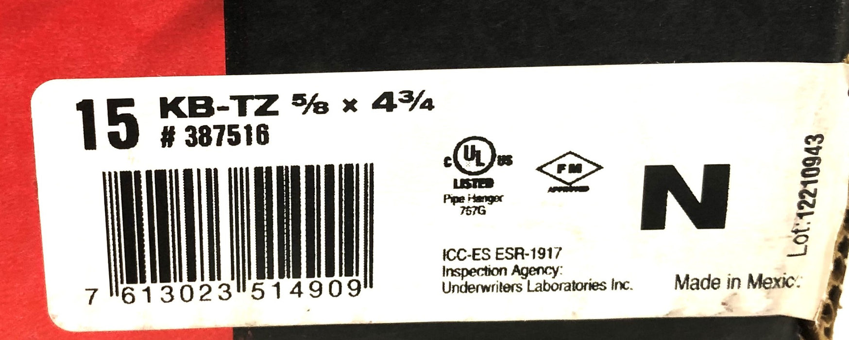 Hilti 5/8x4-3/4 Inch KB-TZ Expansion Stud Anchor 387516 [Lot of 14] NOS