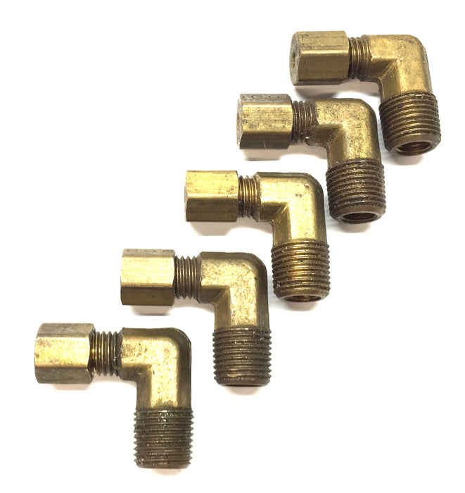 Unbranded Brass Male 7/16"-20 x 5/16"-24 Compression Elbow Fitting[Lot of 5] NOS