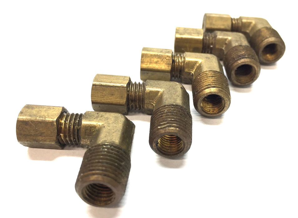 Unbranded Brass Male 7/16"-20 x 5/16"-24 Compression Elbow Fitting[Lot of 5] NOS