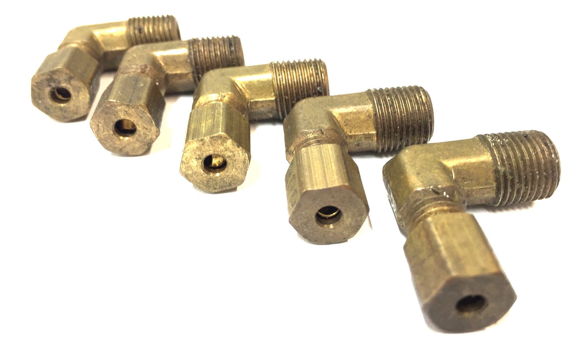 Unbranded Brass Male 7/16"-20 x 5/16"-24 Compression Elbow Fitting[Lot of 5] NOS