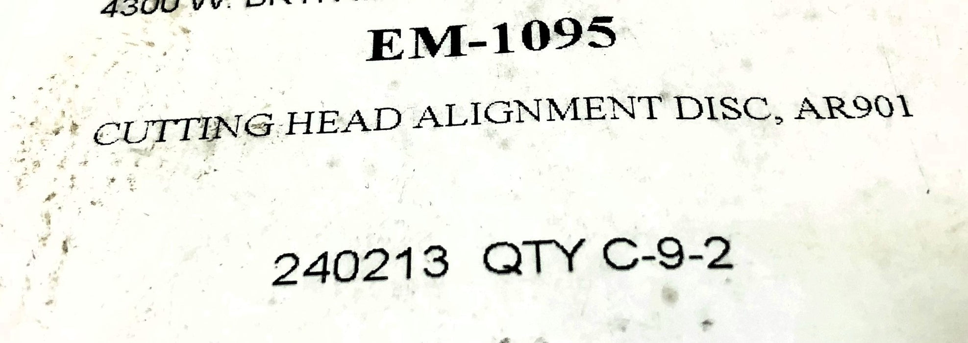 Cozzini Cutting Head Alignment Disc EM-1085 (AR901) (240213) NOS