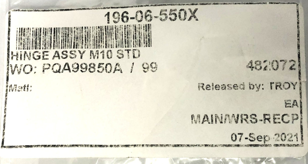 Unbranded M10 Hinge Assembly 196-06-550X [Lot of 2] NOS
