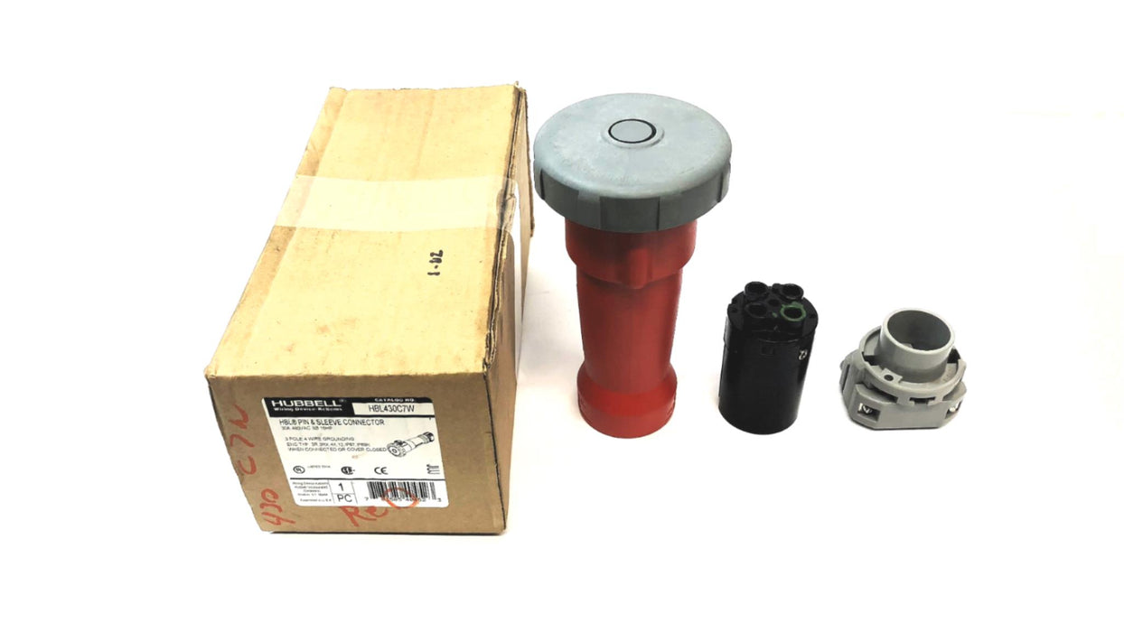Hubbell 3 Pole 4 Wire Grounding Pin & Sleeve Connector HBL430C7W NOS