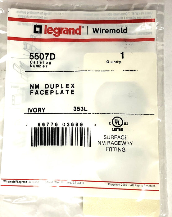 Legrand Wiremold Ivory NM Duplex Faceplate 5507D [Lot of 10] NOS