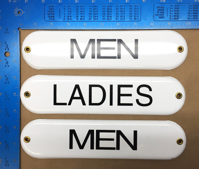 Unbranded 10" x 2.5" Oblong MEN/LADIES Sign w/Mounting Holes [Lot of 3] NOS