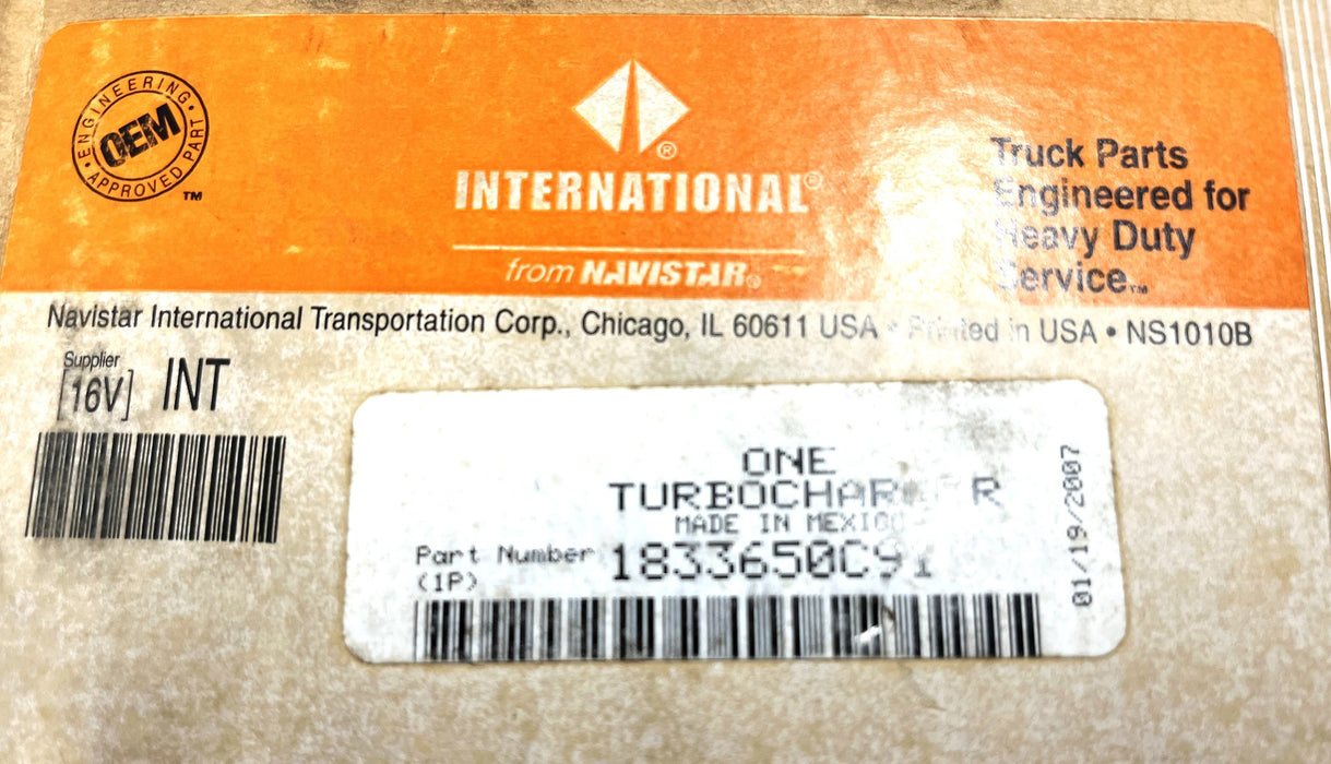 International Garrett Turbocharger 1833650C91 NOS