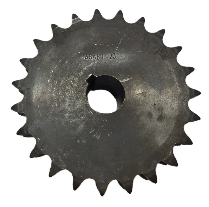 Unbranded Double-Strand Roller Sprocket ASA60-23 1.17" Bore with Keyway NOS