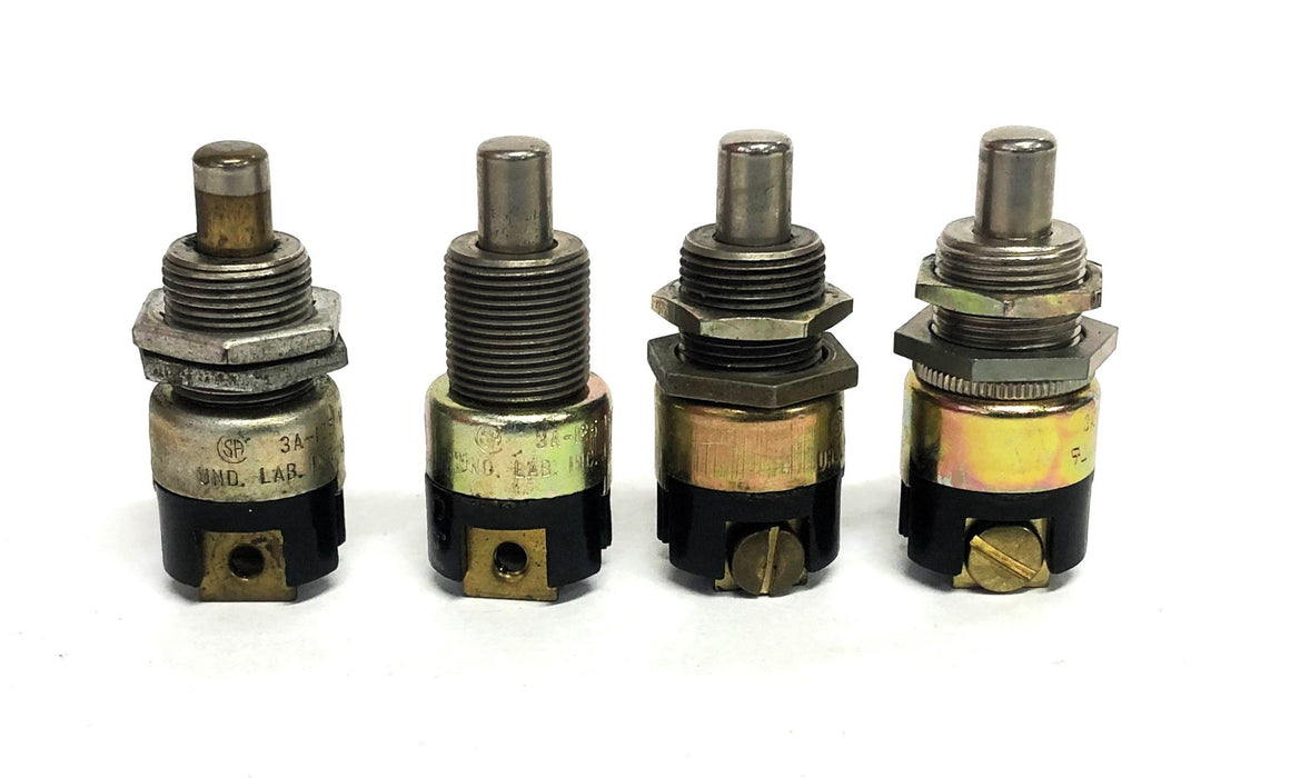 Unbranded Assorted 3A Push Button Switch 125 VAC [Lot of 4] NOS