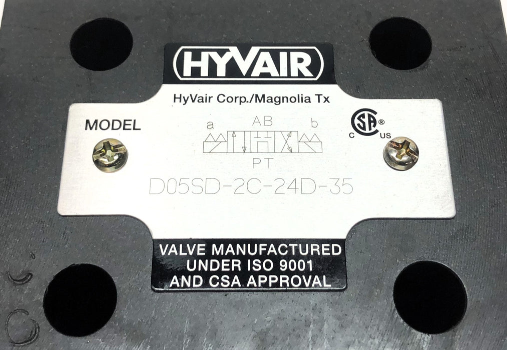 Hyvair Control Solenoid Valve D05SD-2C-24D-35 NOS