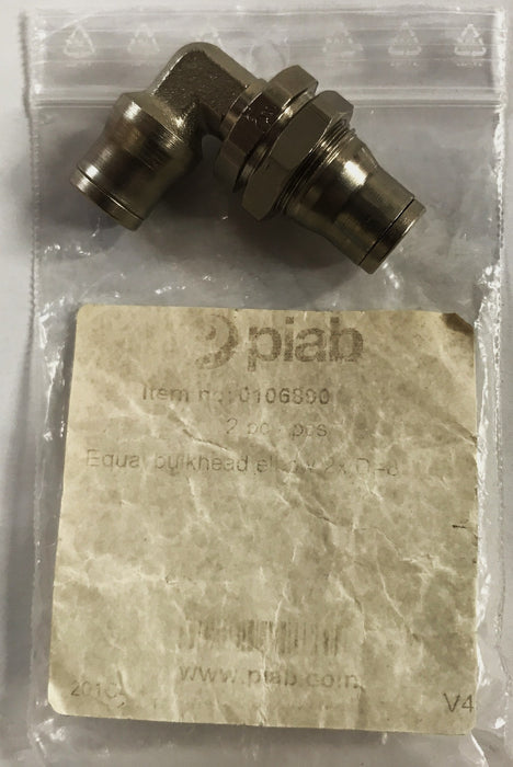 Piab Equal Bulkhead Elbow 0106890 NOS