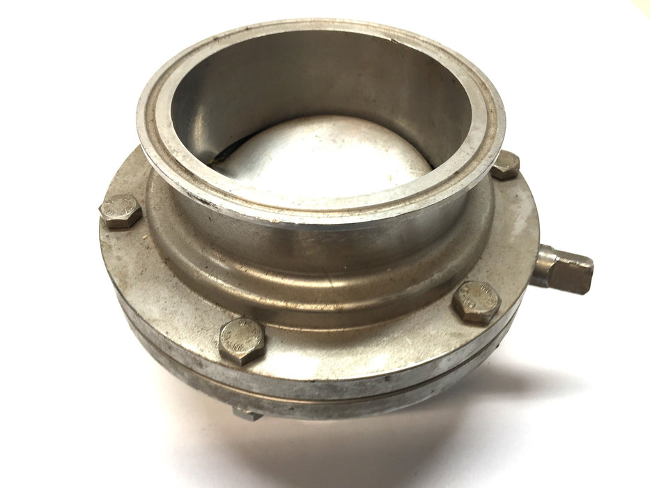 Unbranded 4.67" Stainless Steel Butterfly Valve USED