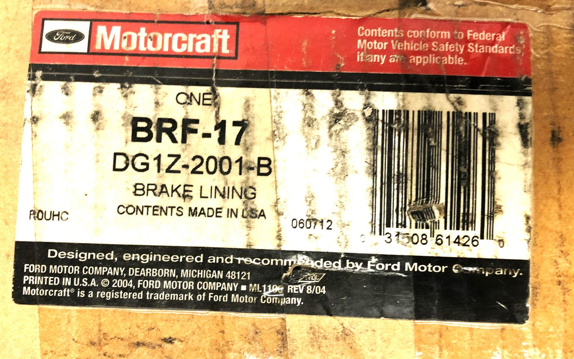 Ford Motorcraft Brake Lining BRF-17 (DG1Z-2001-B) NOS