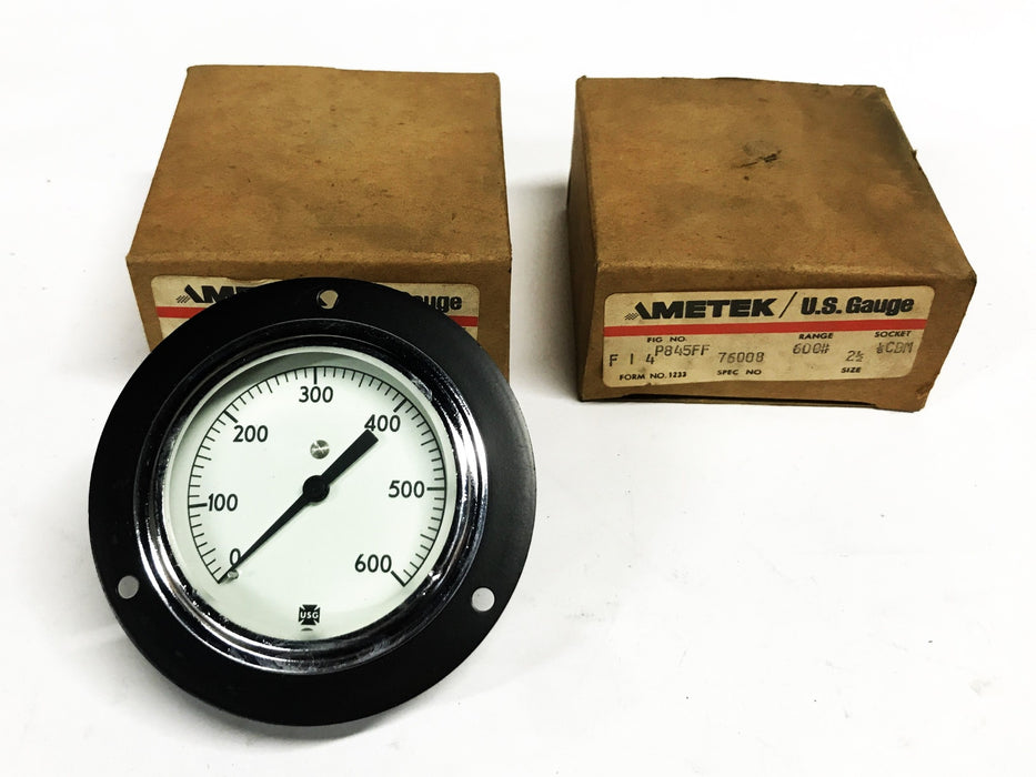 Ametek 2-1/2 inch Face 0-600 PSI Pressure Gauge P845FF-76008 [Lot of 2] NOS