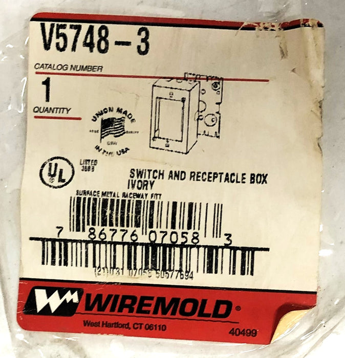 Legrand Wiremold Ivory Switch And Receptacle Box V5748-3 NOS
