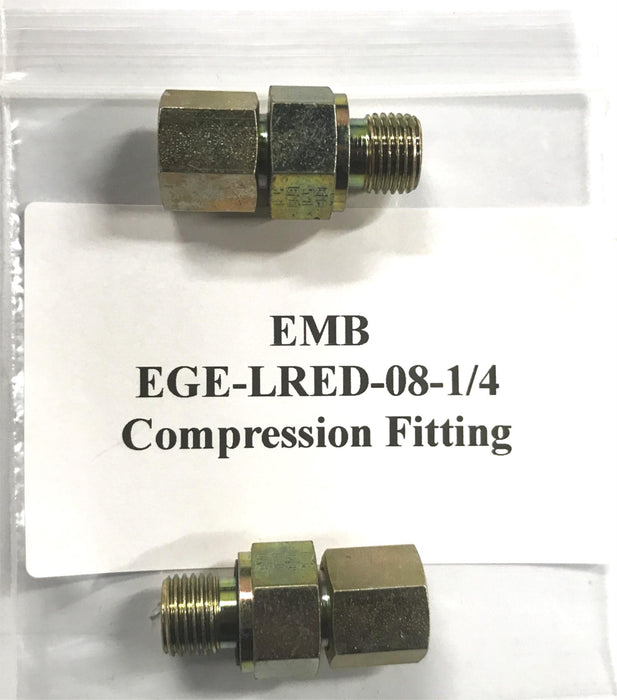EMB Straight Compression Fitting EGE-LRED-08-1/4 [Lot of 2] NOS