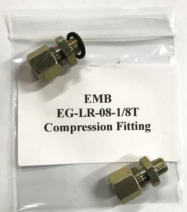 EMB Straight Compression Fitting EG-LR-08-1/8 [Lot of 2] NOS