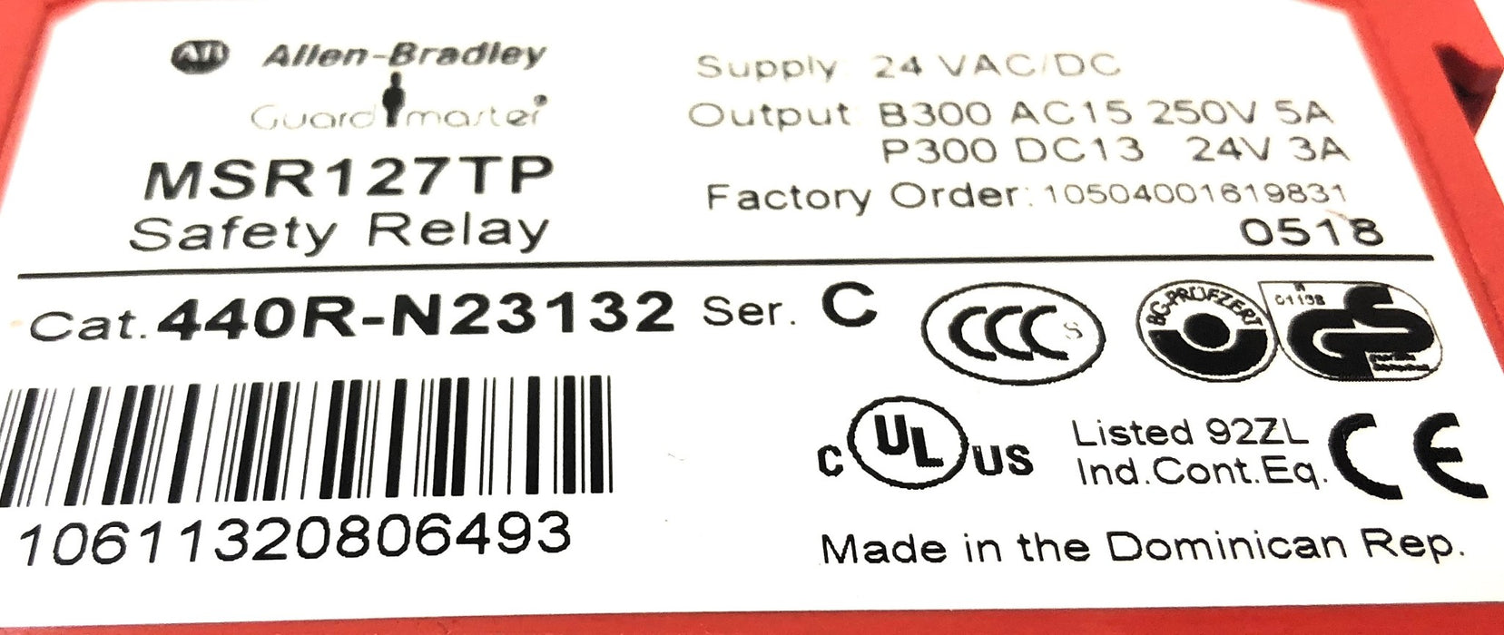 Allen-Bradley Safety Relay MSR127TP (440R-N23132) NOS