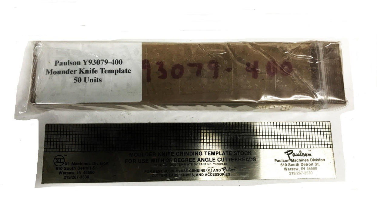 Paulson Moulder Knife Grinding Template Y93079-400 [Lot of 50] NOS