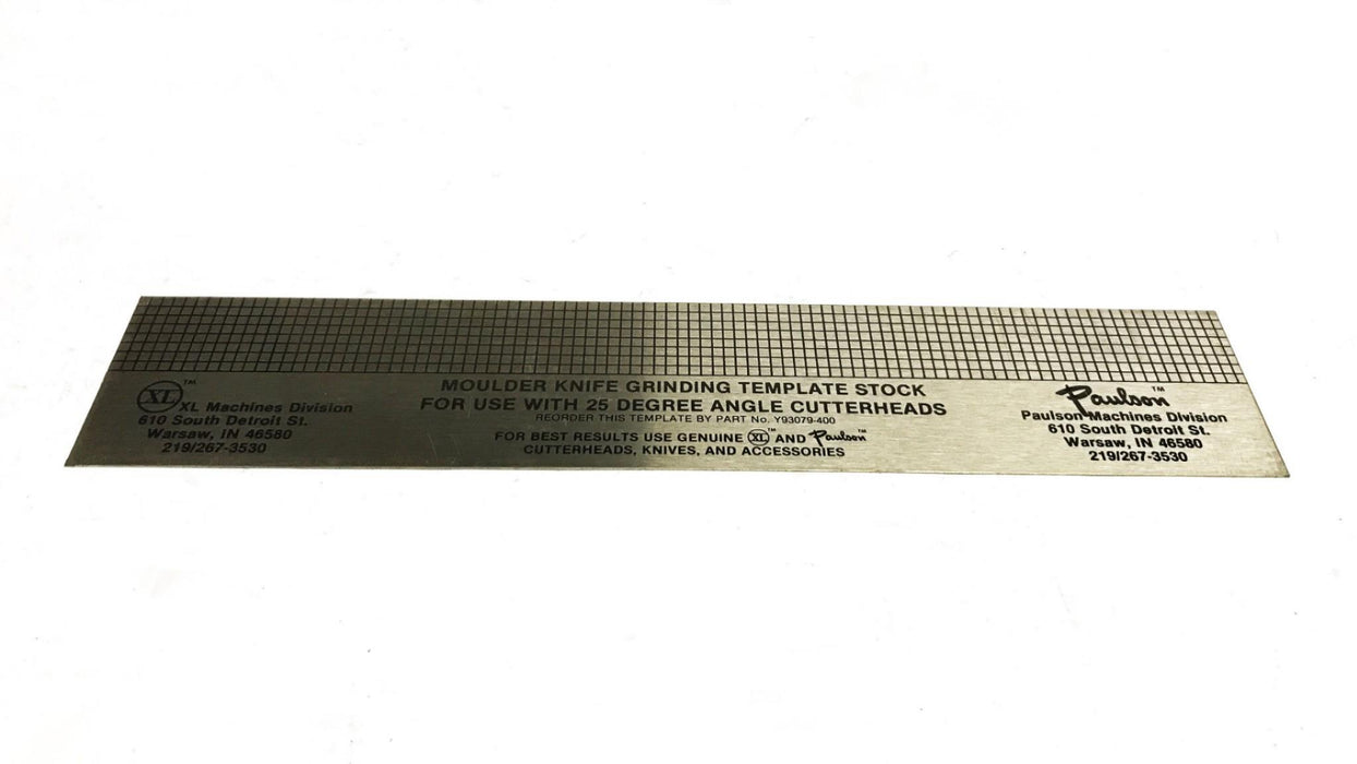 Paulson Moulder Knife Grinding Template Y93079-400 [Lot of 50] NOS