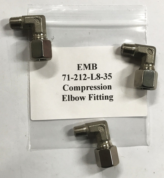 EMB Stainless Steel Compression Elbow Fitting 71-212-L8-35 [Lot of 3] NOS
