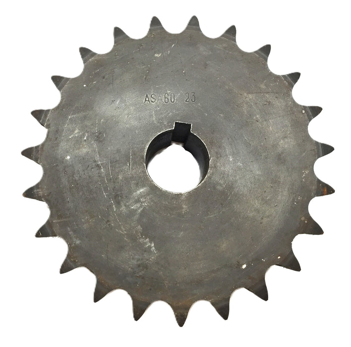 Unbranded Double-Strand Roller Sprocket ASA60-23 1.16" Bore with Keyway NOS