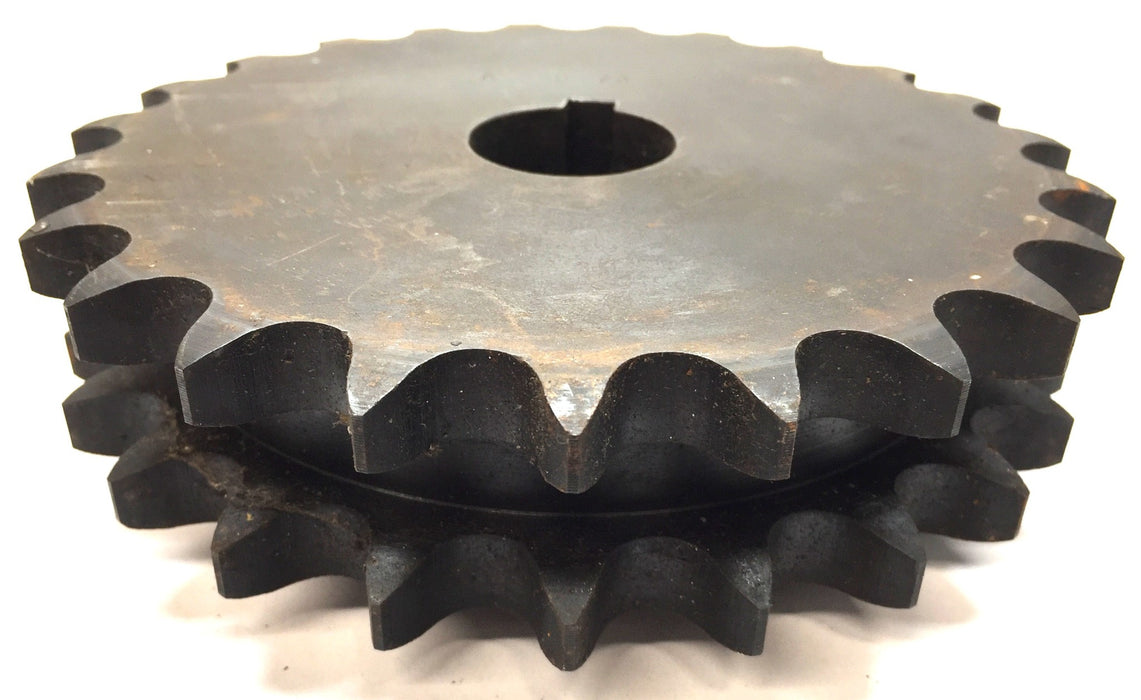 Unbranded Double-Strand Roller Sprocket ASA60-23 1.16" Bore with Keyway NOS