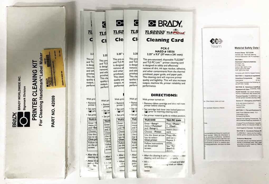 Brady Handmark Portable Label Maker Cleaning Card [5 Pack] 42009 NOS