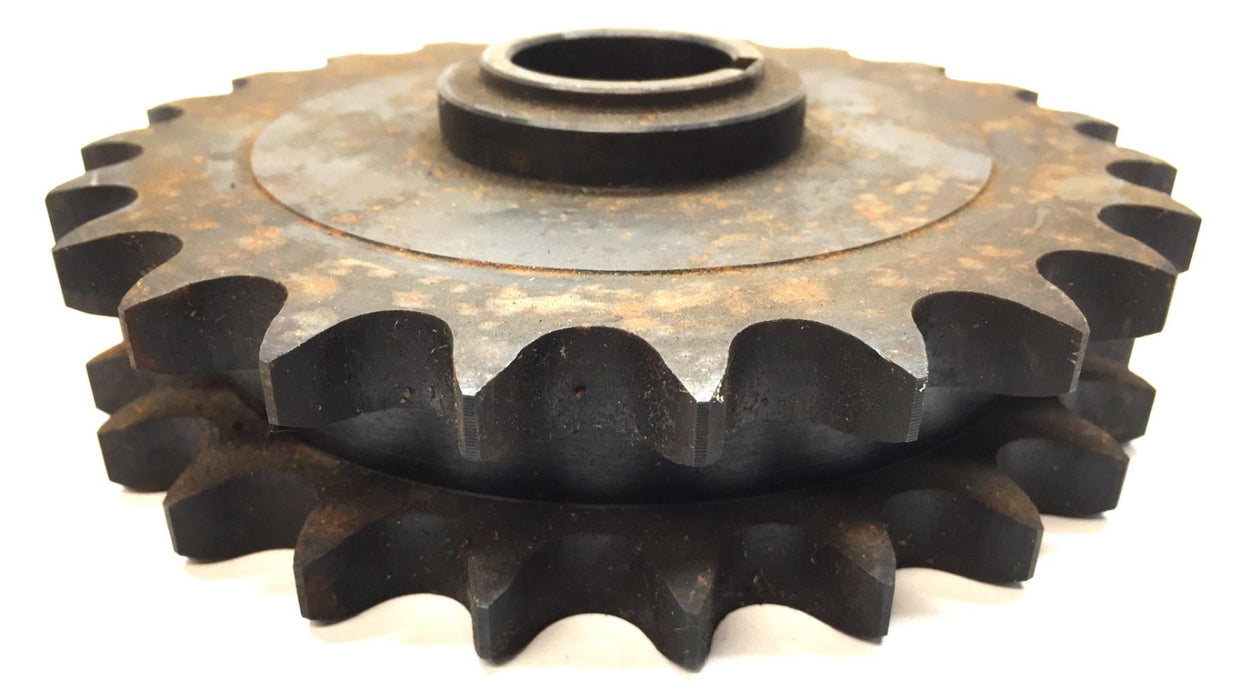 Unbranded Double-Strand Roller Sprocket ASA60-23 1.16" Bore with Keyway NOS