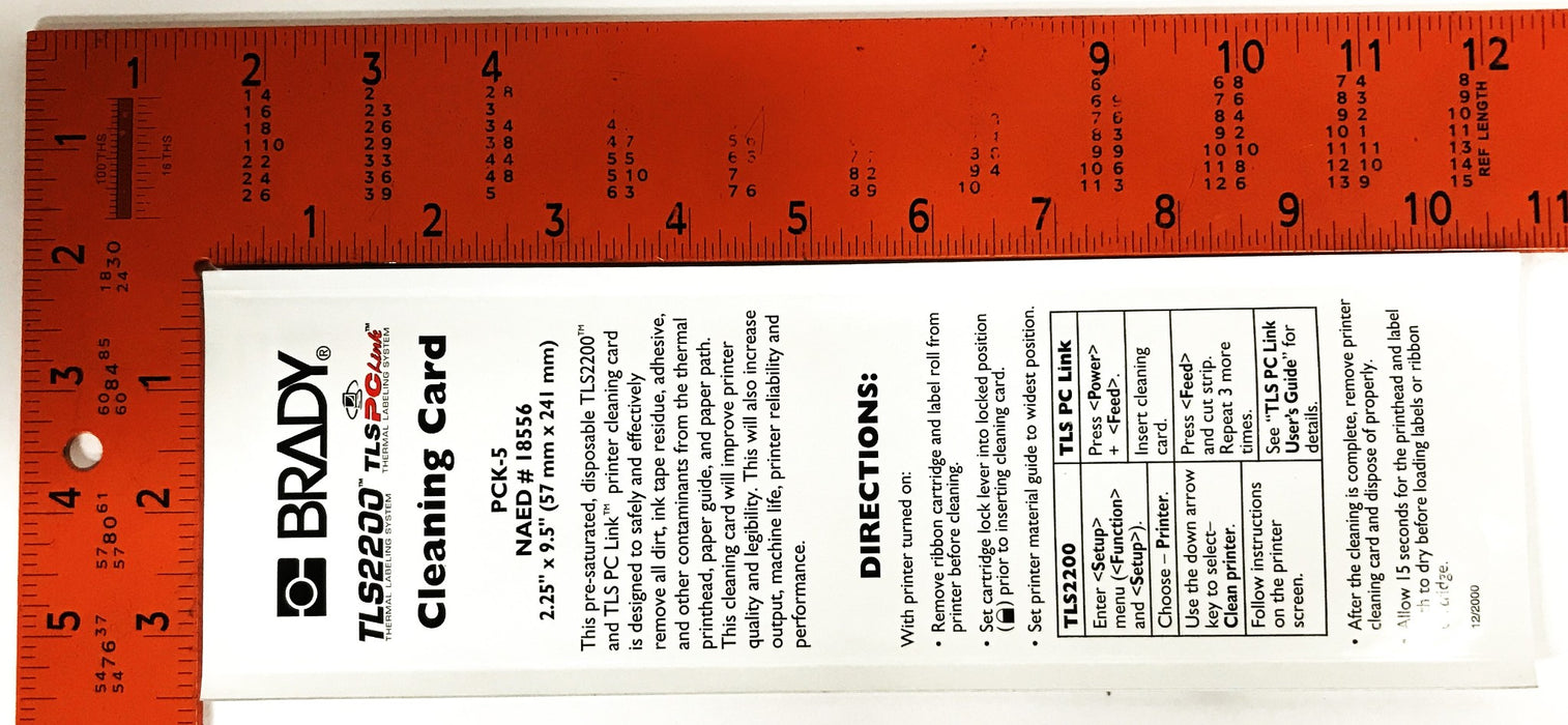Brady Handmark Portable Label Maker Cleaning Card [5 Pack] 42009 NOS