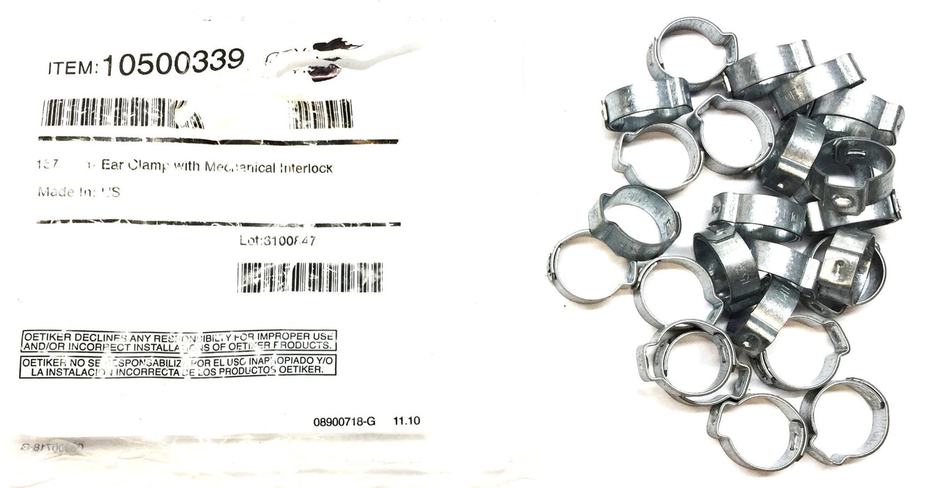 Oetiker 1-Ear Clamp w/Mechanical Interlock 157 (10500339) [Lot of 25] NOS