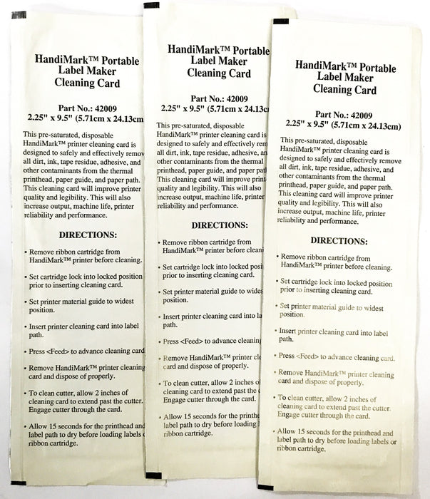 Brady Handmark Portable Label Maker Cleaning Card [3 Pack] 42009 NOS