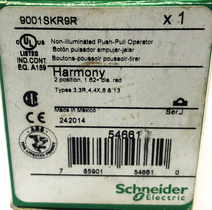 Schneider Electric Harmony 2 Position Push/Pull Button 9001SKR9R NOS