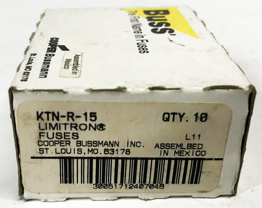 Cooper Bussmann Limitron 15 Amp Buses KTN-R-15 [Lot of 10] NOS