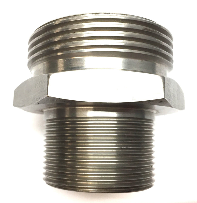 Unbranded 2"-11 x 2-1/2"-8 Stainless Steel Male Threaded Joint Coupler NOS